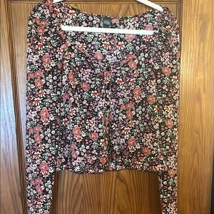 Wild Fable Floral Print Women's Top - Black and Pink